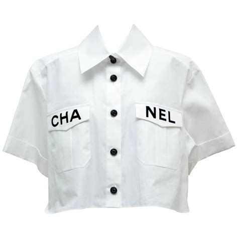 chanel white crop top|chanel shirt clearance.